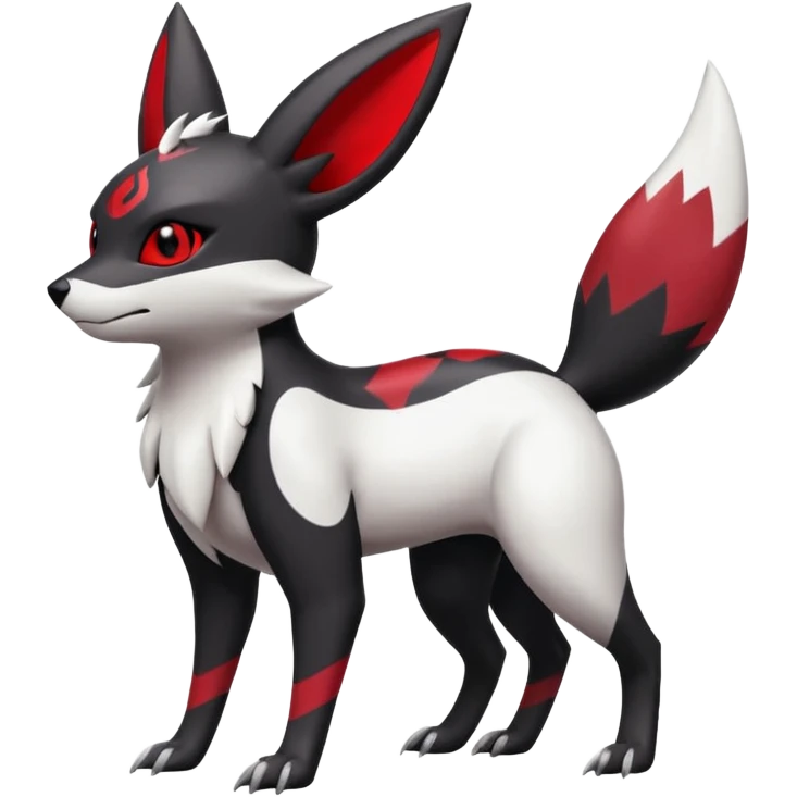 White, black and red Umbreon-Zangoose-fusion emoji
