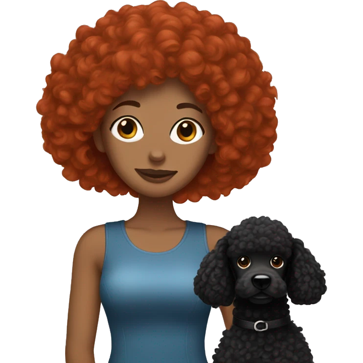 Red head woman with black standard poodle emoji