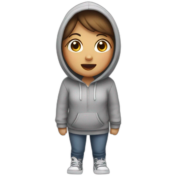 Cute woman with a hoodie bending and barking emoji