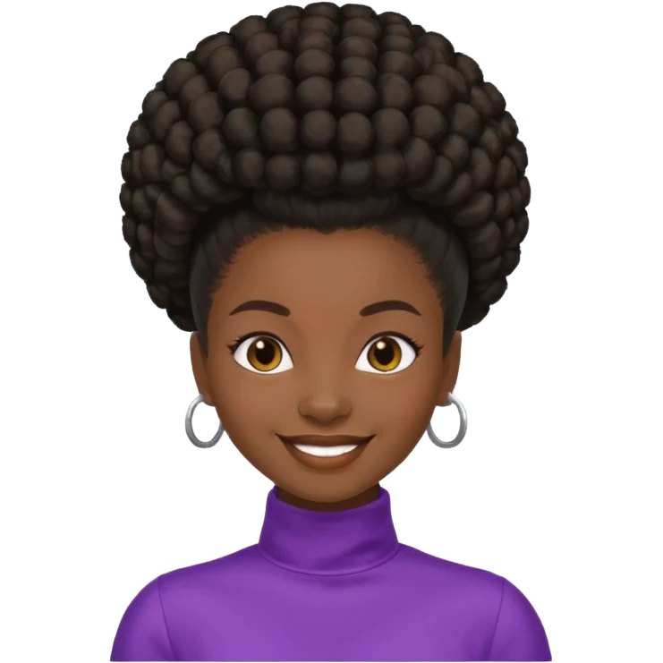 black girl with slick back afro puff emoji