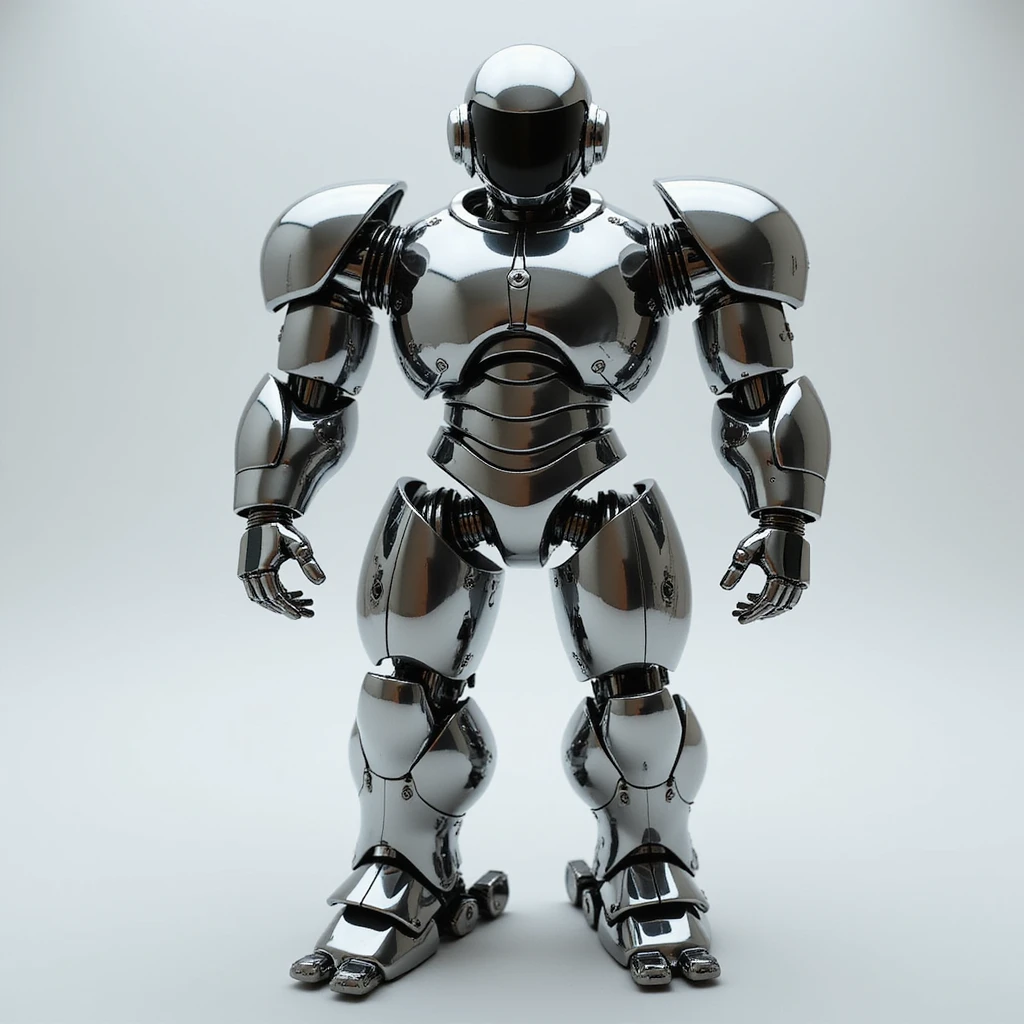 a realistic metallic robot, futuristic design, reflective surfaces emoji