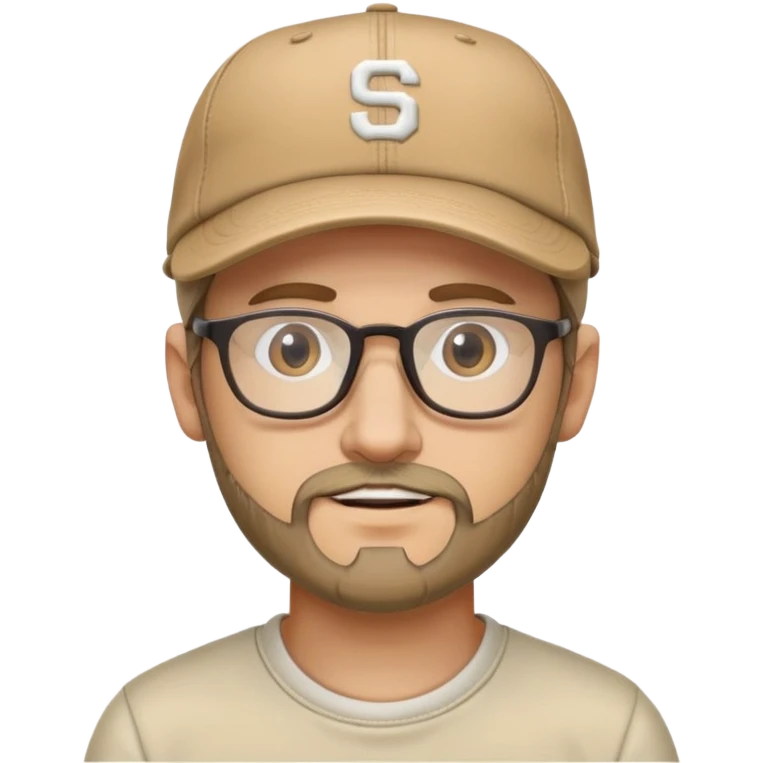 adventure guy with glasses and small beard and reverse basecap in tan color emoji