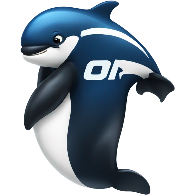 Orca wearing a blue football jersey with muscles  emoji