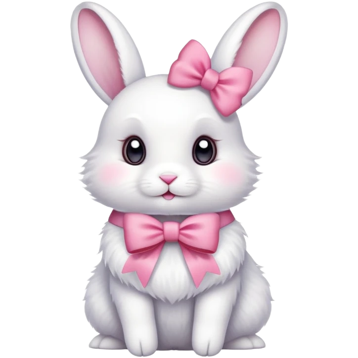 white rabbit with a pink bow emoji