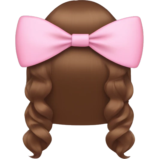 brown open hair from behind with a pastel pink bow emoji