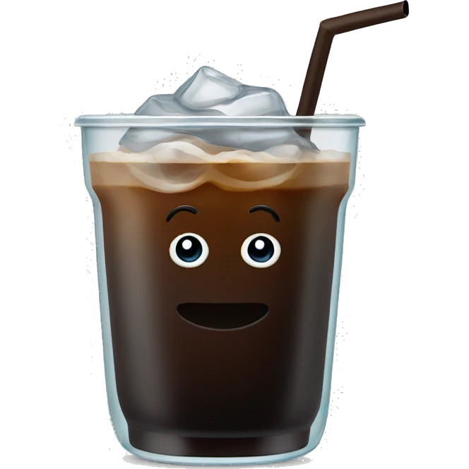 Iced black coffee in glass cup  emoji