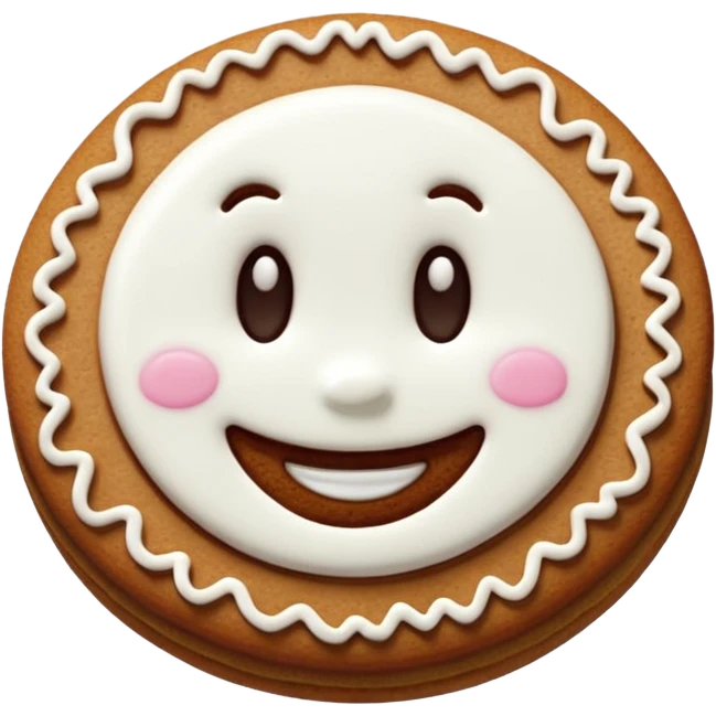 cute gingerbread cookie with white icing emoji
