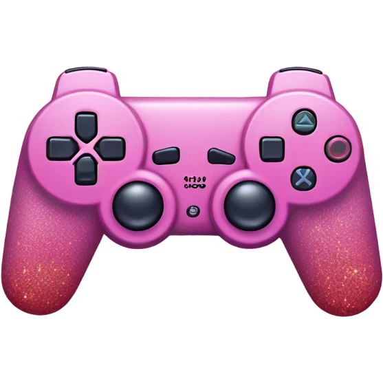 Pink ombre PlayStation console with glitter emoji