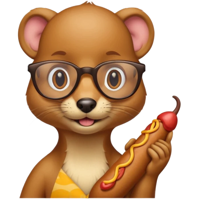 Weasel with glasses and wiener in his hand emoji