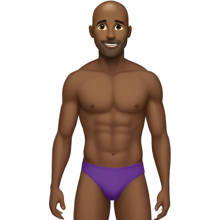 handsome shirtless bald black man gay speedo emoji