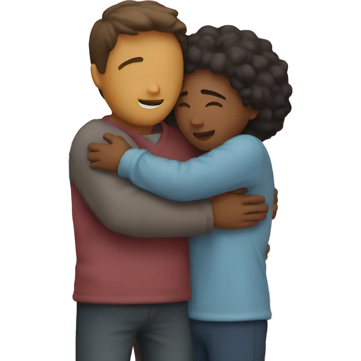 people hugging and a heart on the right top emoji