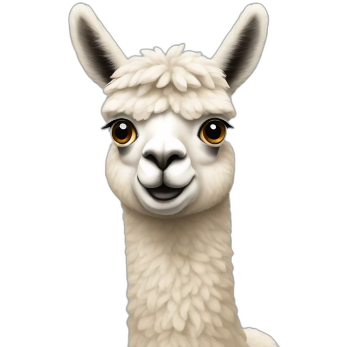 minimalistic alpaca curious face emoji