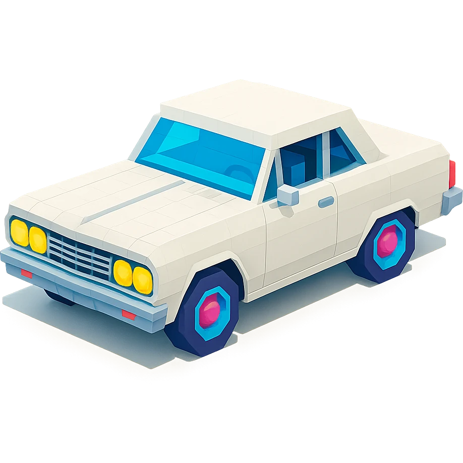 1964 Chevrolet Chevelle Malibu, white, inspired by Pulp Fiction, isometric view emoji