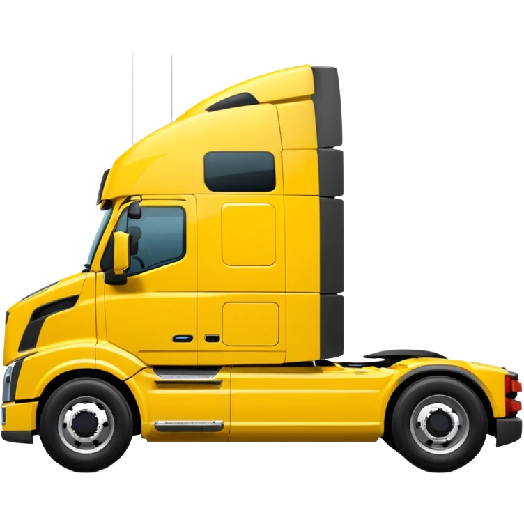 Volvo semi truck bright yellow side view emoji