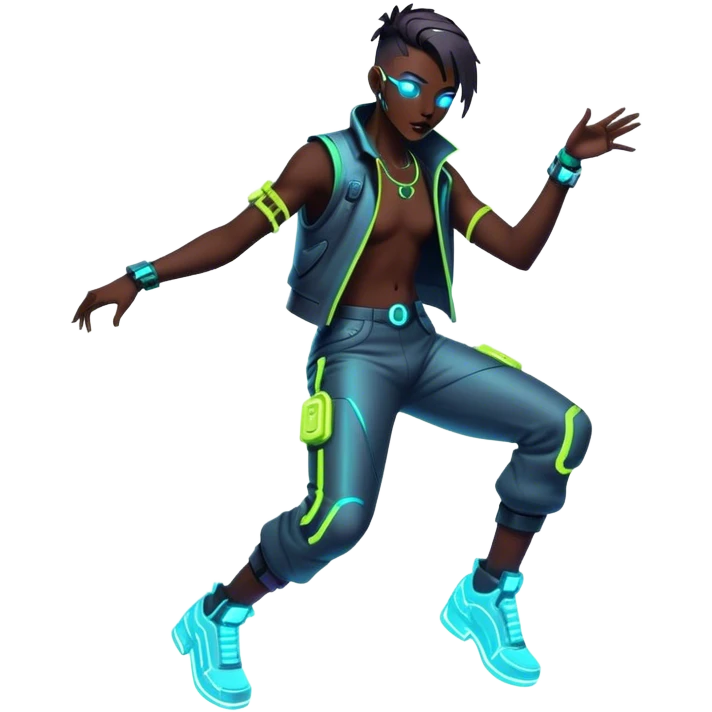 Neon cyberpunk style dance emoji