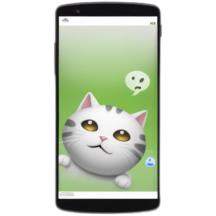 chatbot cat talking inside of a smartphone emoji