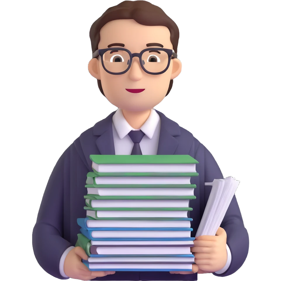 accountant with glasses and stack of papers emoji