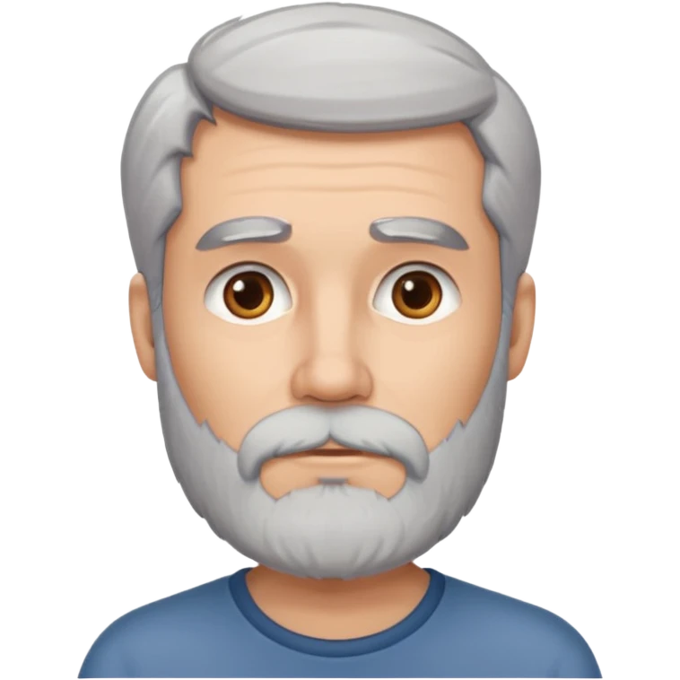 Grey haired bearded man thinking about a pretty brunette woman emoji