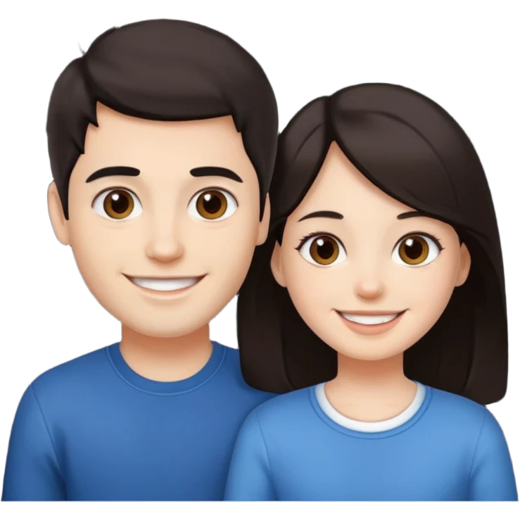 Brother ans sister, white skin, dark hair emoji