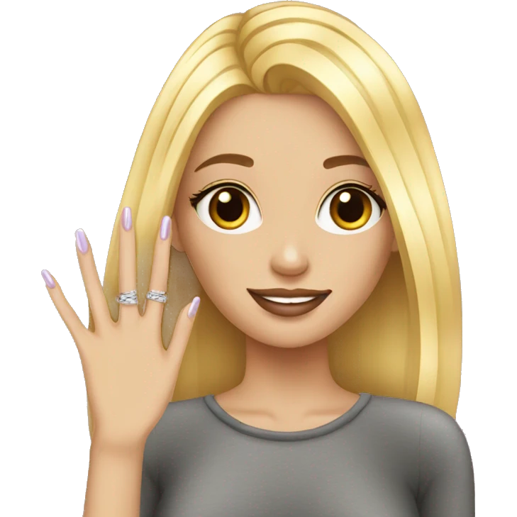 blond girl with long nails and nails art emoji