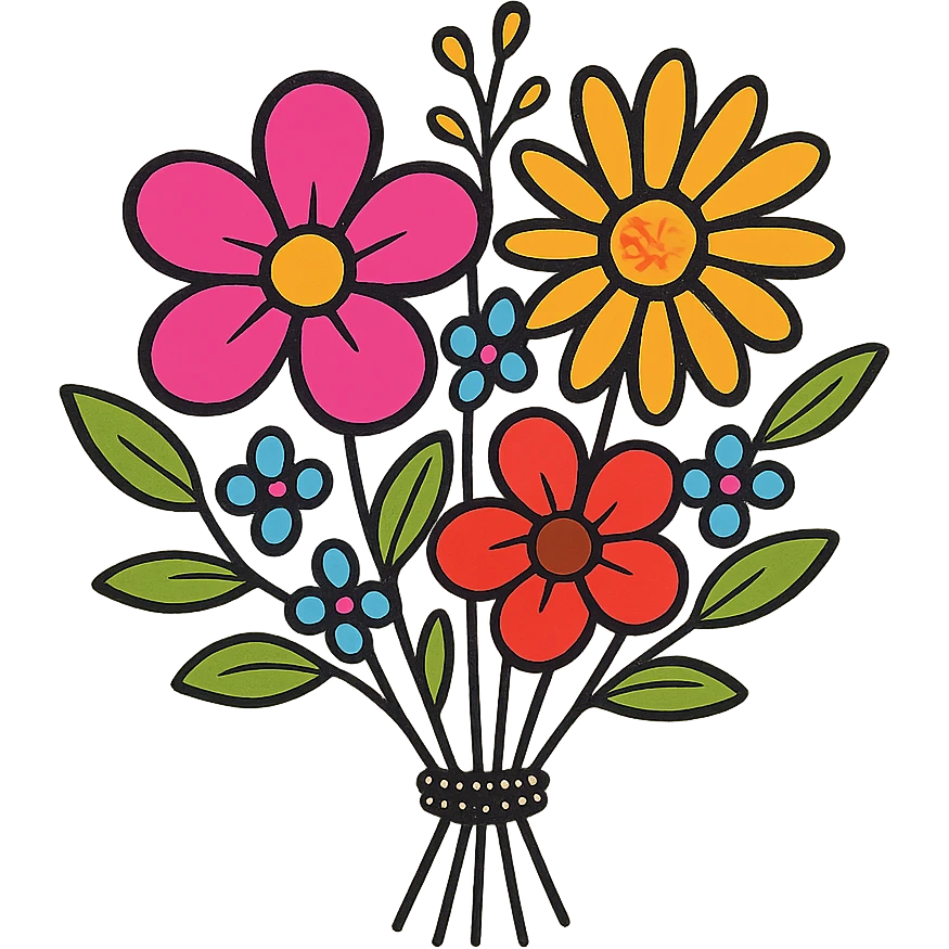 A bright floral bouquet, vibrant colors emoji