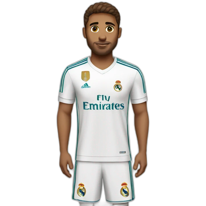 A man wearing Real Madrid shirt with brown hair  emoji
