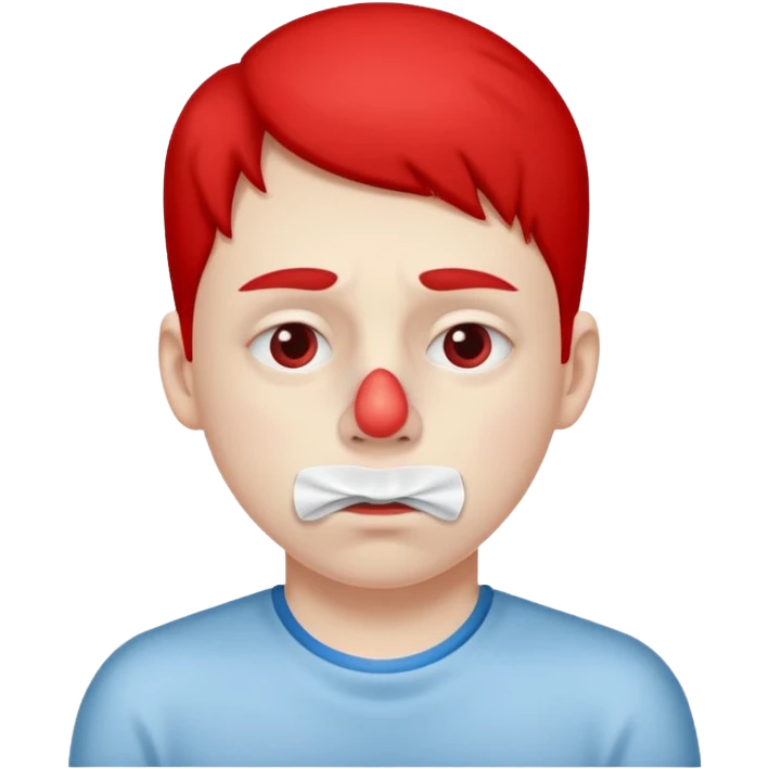 sick person with tissue on nose, fever and red nose. emoji