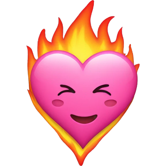 Pink heart with flames emoji