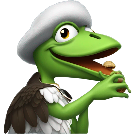 Philadelphia eagle eating Kermit the frog emoji