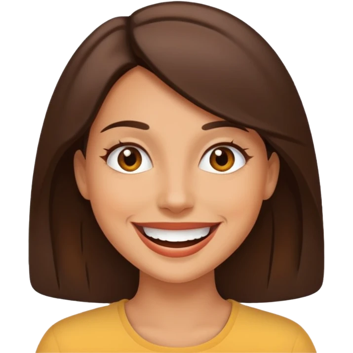tan, brunette woman who is sunny like the teletubby sun and is optomistic emoji