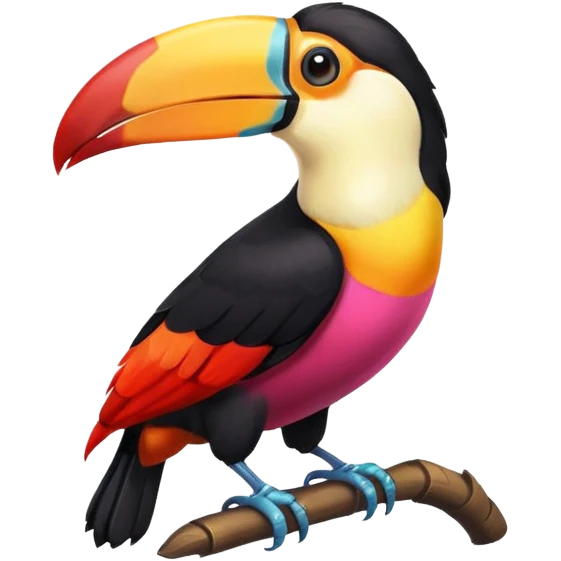 toucan emoji, compact body, bright colors, neutral background emoji