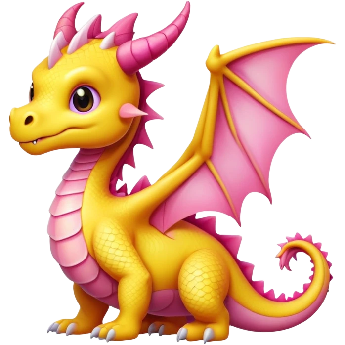 Yellow and pink cute dragon emoji