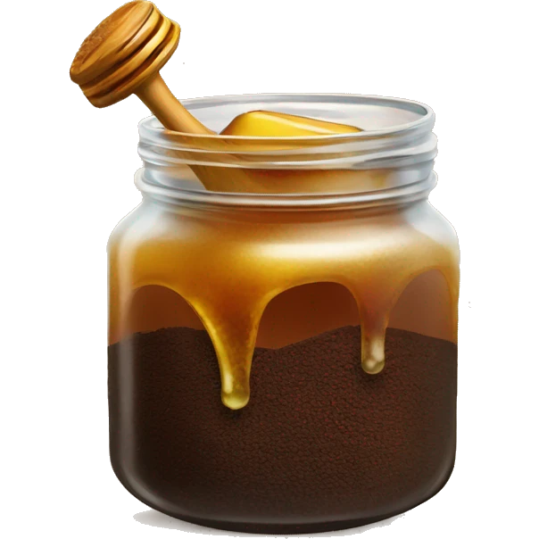 coffee grounds and honey mixture in jar emoji