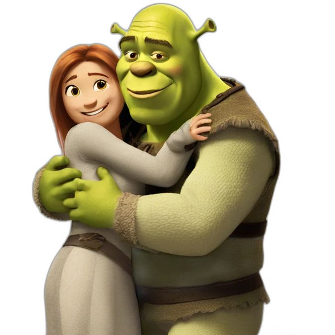 Shrek does a hug to fiona emoji