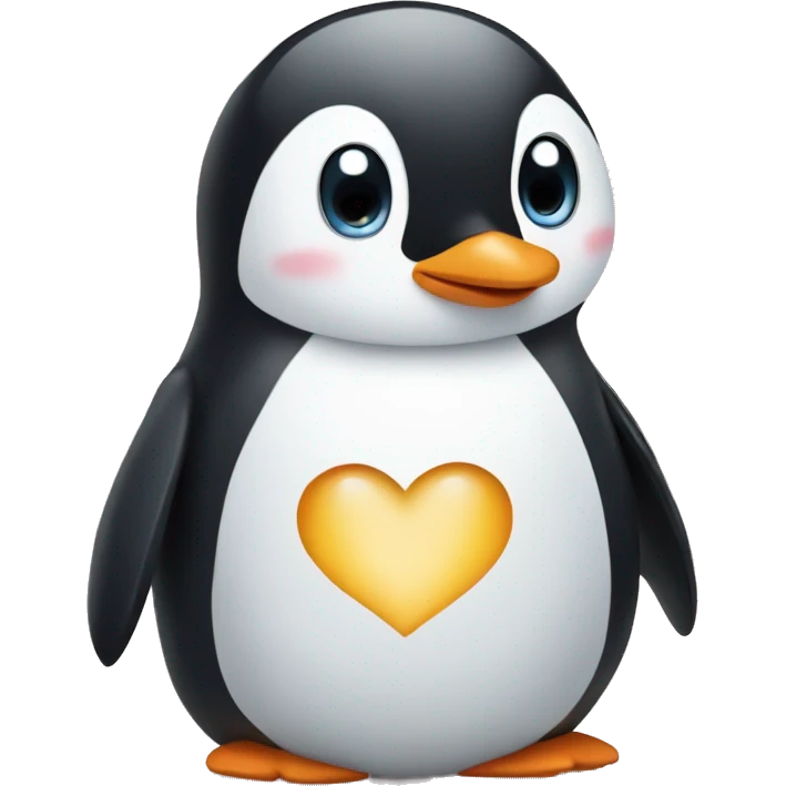 Penguin with hearts emoji