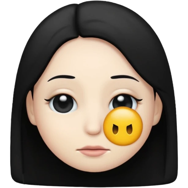 Emoji with black hair covering an eye emoji