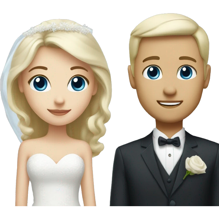 white blonde woman with brown eyes and white blonde man with blue eyes wedding emoji