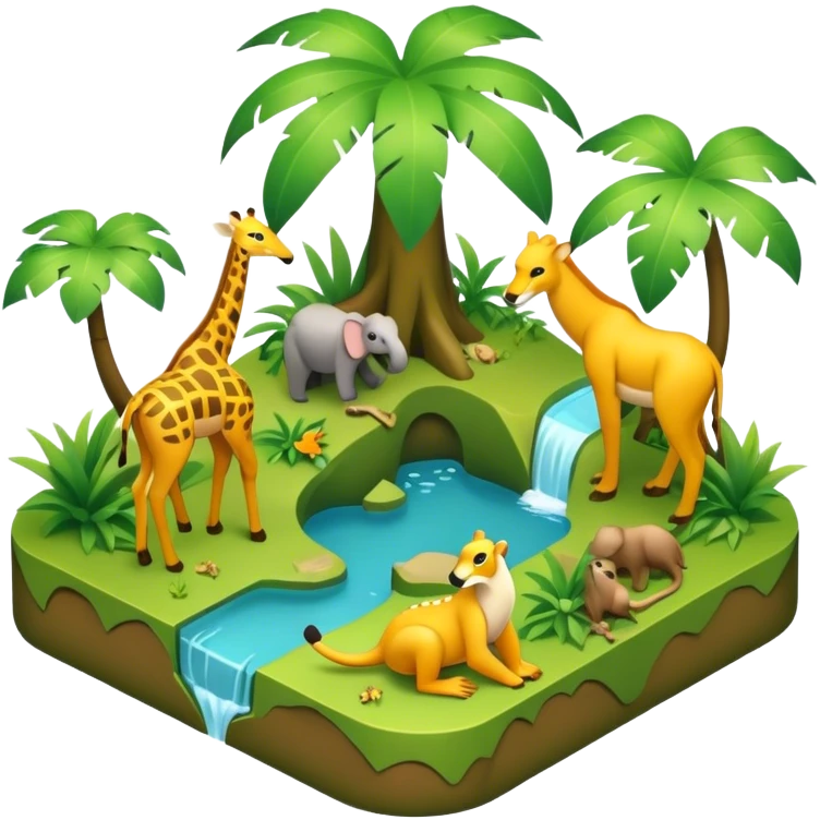 3d-isometric- jungle wildlife emoji