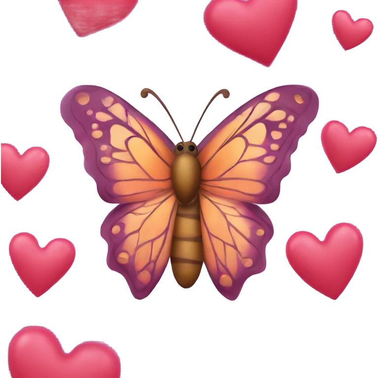 Butterfly with hearts emoji