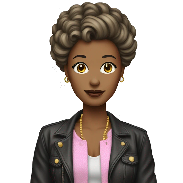 Woman with an 1980s hairstyle and 1980s outfit emoji