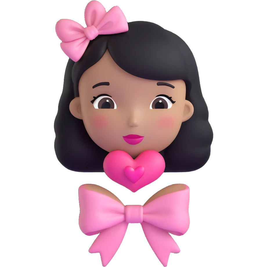 coquette with pink bow and heart blush emoji