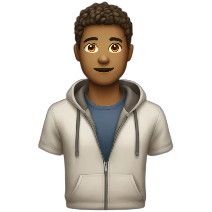 A strange man with the characteristics of a programmer, 17 years old and male His skin is bronzed and whitish emoji