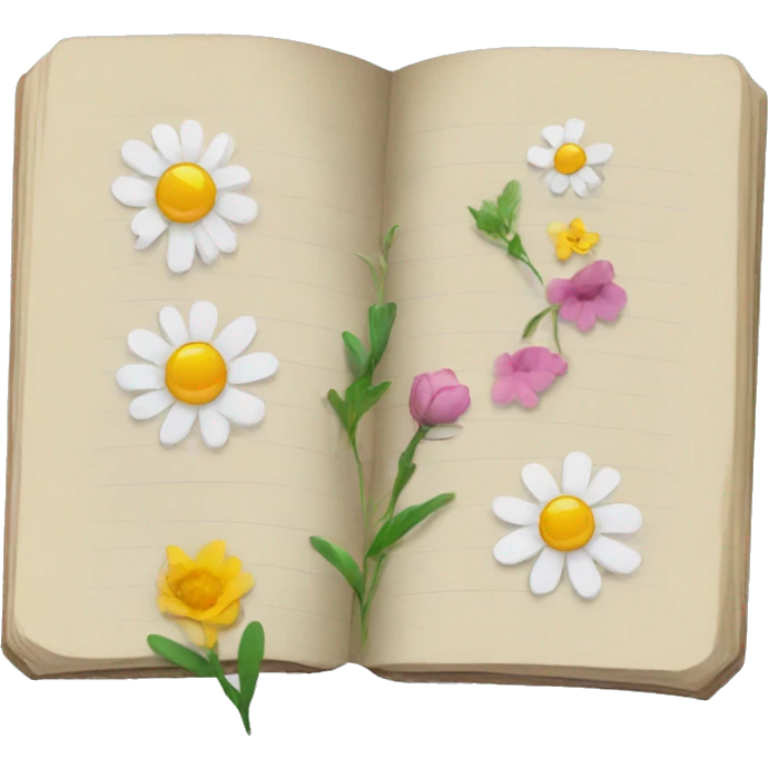 open journal with flower stickers emoji