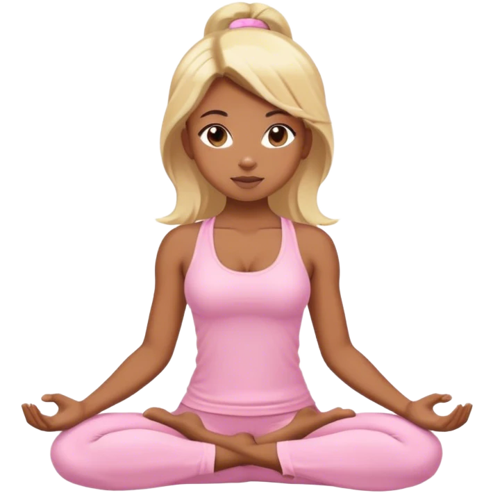 blonde yoga girl light pink clothes n brown skin emoji