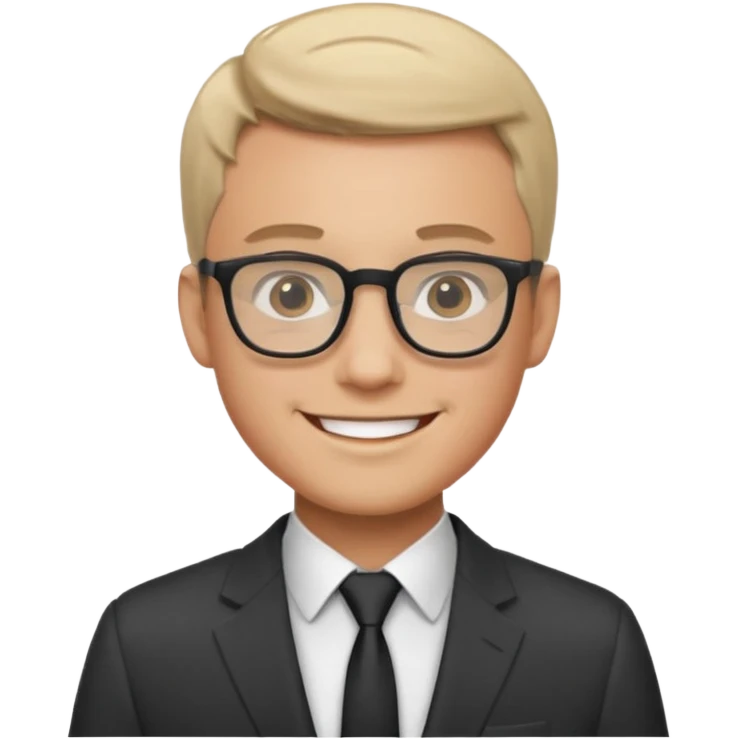 Emoji of Gustavo Petro, a man with glasses and short hair, smiling, wearing a suit emoji