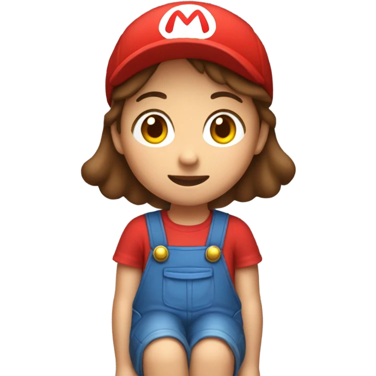 Girl with brown hair in Mario outfit  emoji