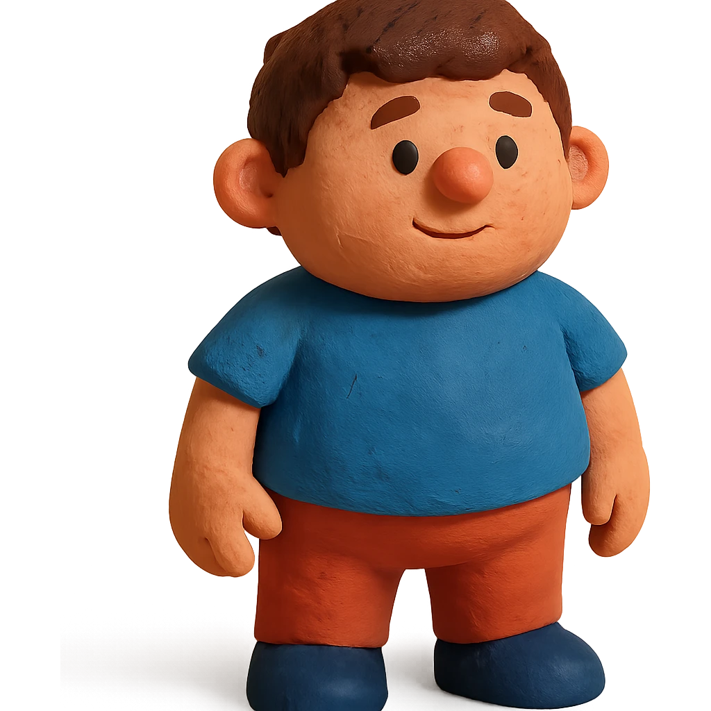 claymation style big boy character emoji