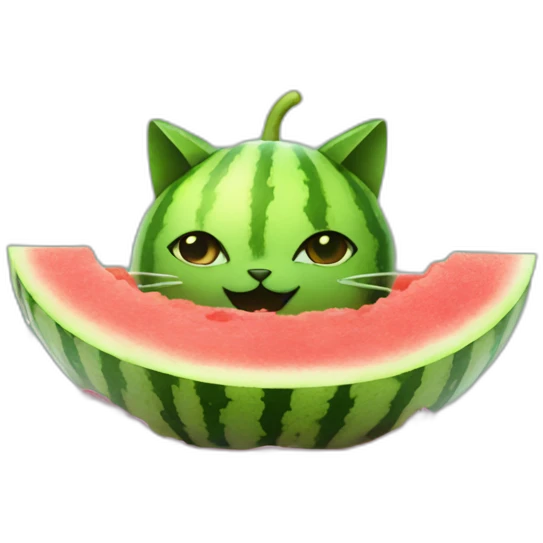 cat on the water melon emoji