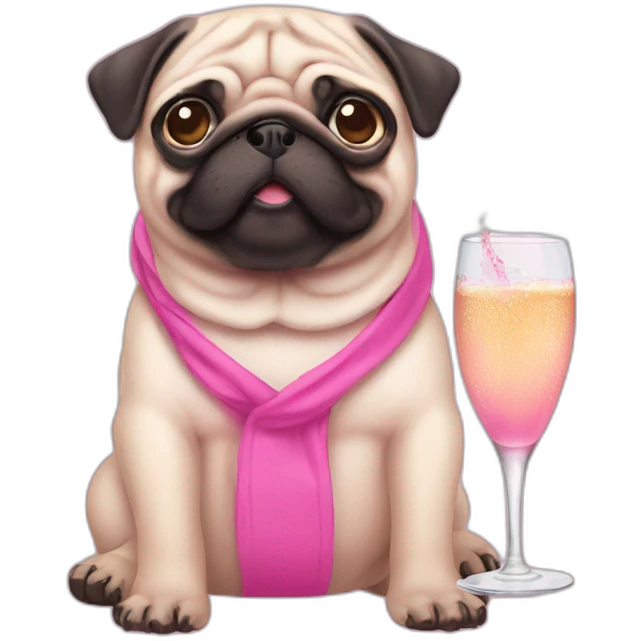 pink pug who drinks champaign emoji