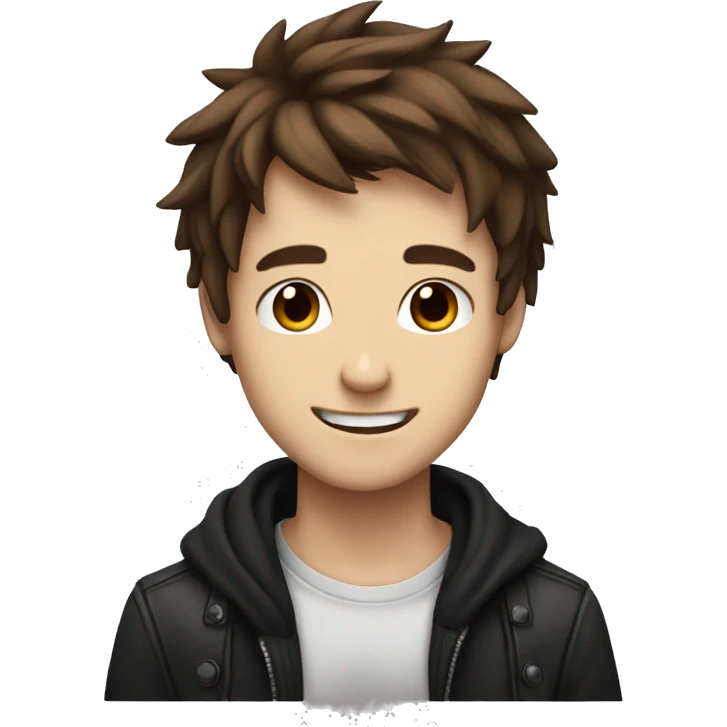 handsome and cute happy emo boy with brown hair emoji